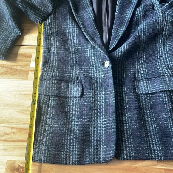 Talbots Plaid Button Up Wool Blazer Black/Grey size 10 - Picture 9 of 9